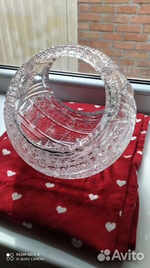 Хрустальная ваза конфетница корзина