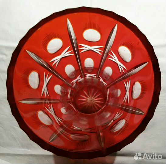 Хрустальная ваза, рубиновый цвет, СССР