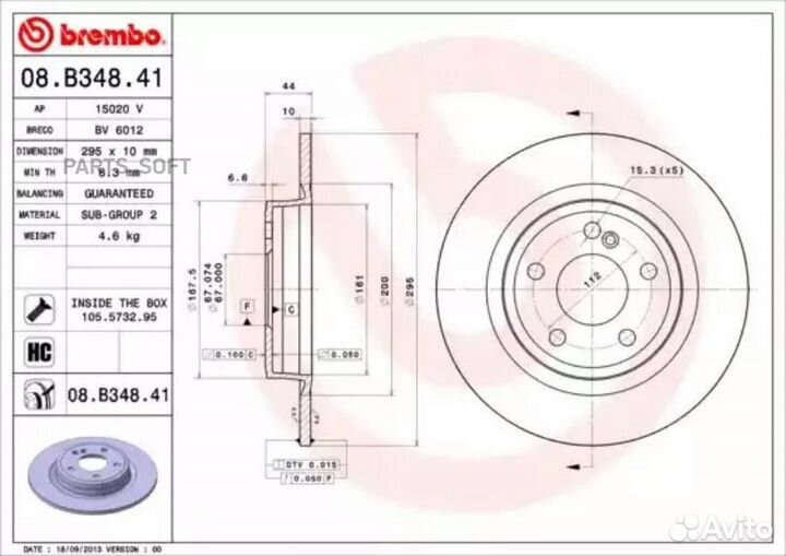 Диск торм. зад.295x10 5 отв. MB A/B/CLA/GLA-class (W176/W246/W242/X117/C117/X156) 1.5-2.2 11