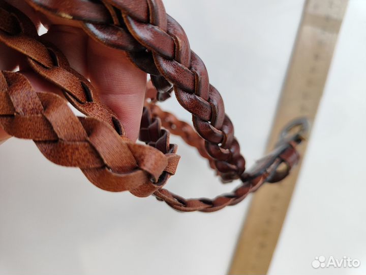 Ремень для сумки коричневый женский плетёный