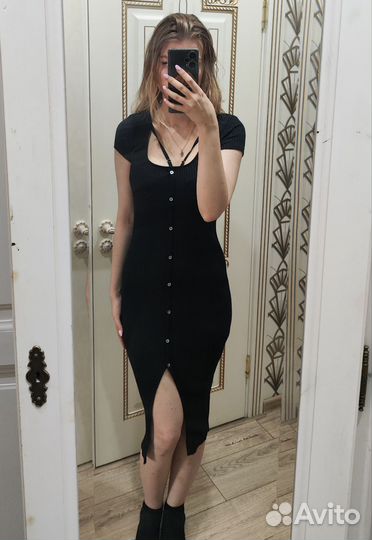 Платье Zara обтягивающие длинное S хлопок