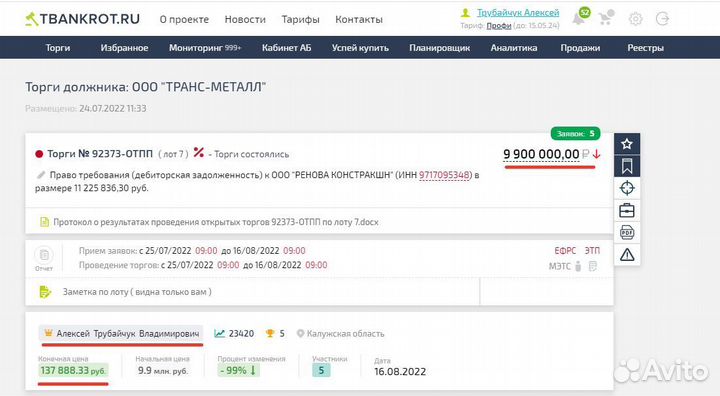 Агент на торгах в Апшеронске. Подача заявок