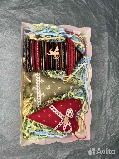 Набор новогодних текстильных игрушек ручной работы