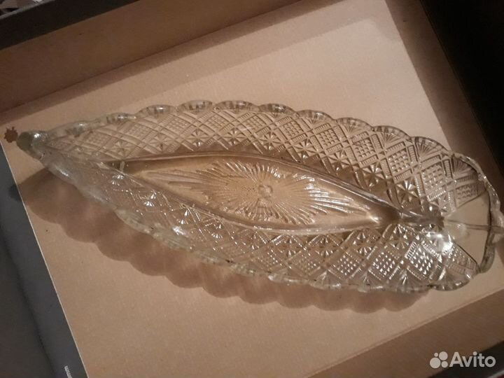 Блюдо ладья хрустальная
