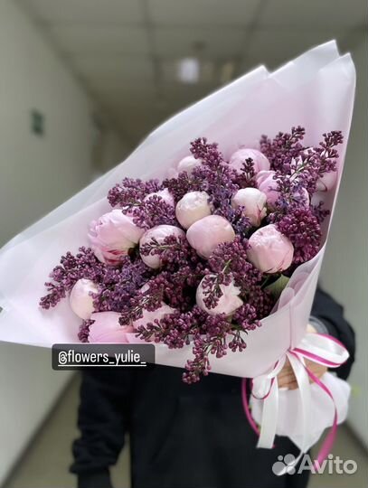 Сирень пионы букет из сирени 101 пион
