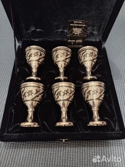 Набор серебряных рюмок стопок Кубачи 875-й пробы