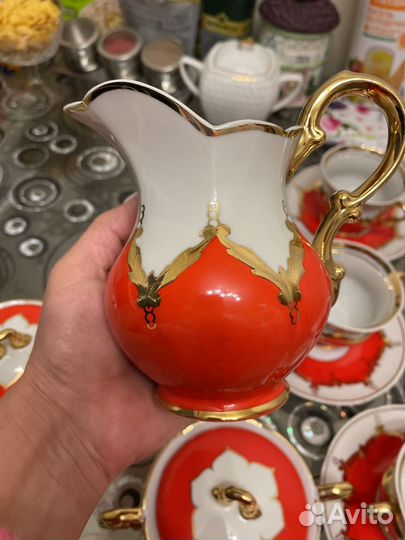 Чайный Сервиз красный бутон СССР