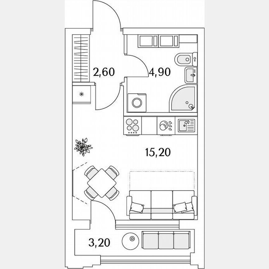 Квартира-студия, 23,8 м², 11/13 эт.