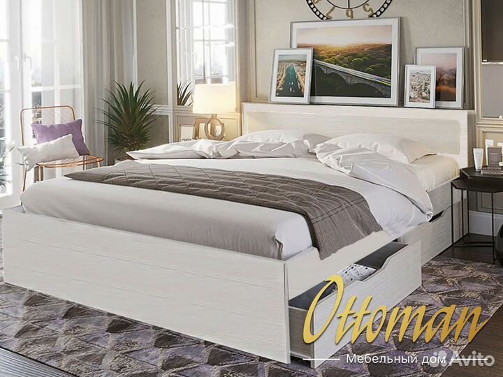 Кровать с ящиком и матрасом 160 200