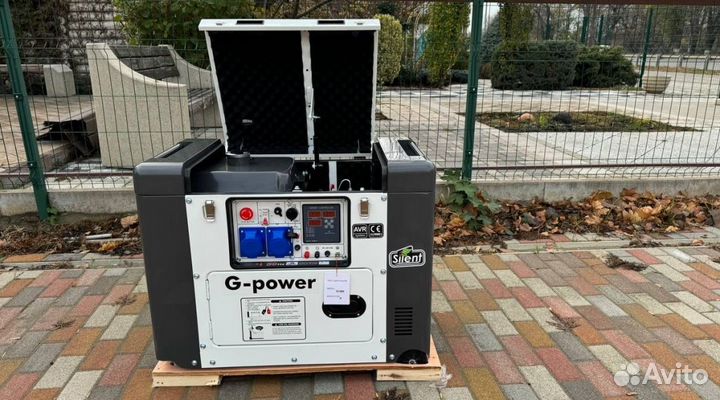 Дизельный генератор 10 кВт G-power однофазный 1100