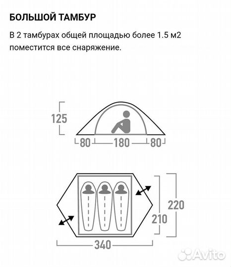 Палатка 3х местная 2 входа 2 слоя
