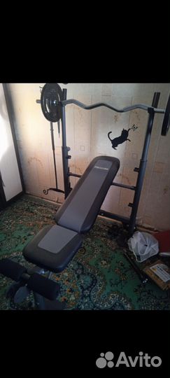 Скамья для жима со стойками и штангой бу