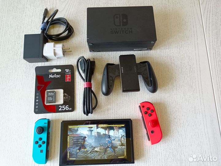 Nintendo Switch rev 1+чип+флэшка256Гб