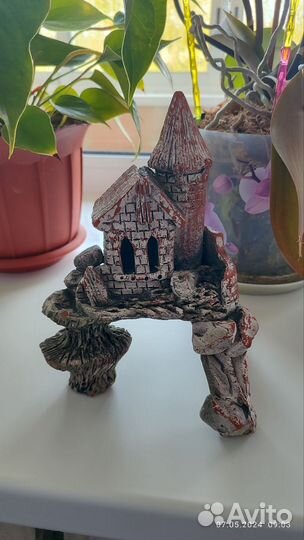 Декорации для аквариума корабль, замок, ракушка