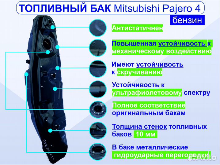 Бак топливный Mitsubishi Pajero 4 г.в. 2007 бензин