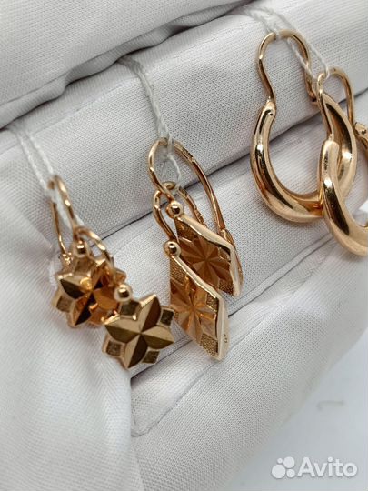 Золотые серьги СССР 583 проба