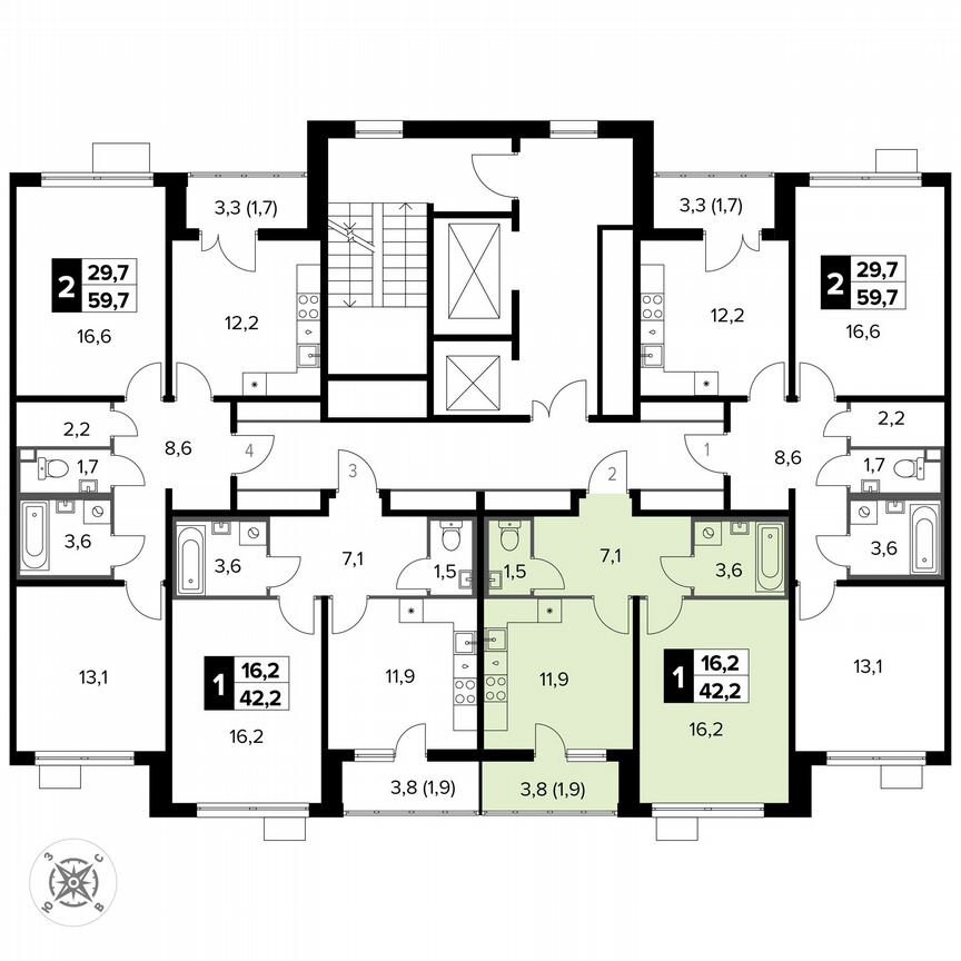 1-к. квартира, 42,2 м², 3/15 эт.