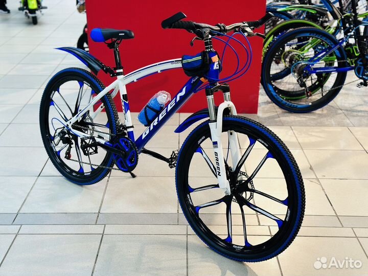 Велосипед горный на литых дисках 26R (бело-синий)
