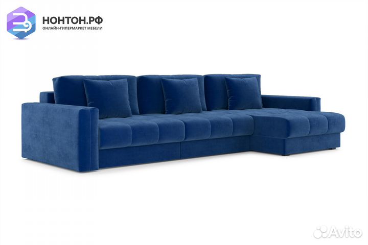 Диван угловой тик-так Монарх М2О1 темно-синий