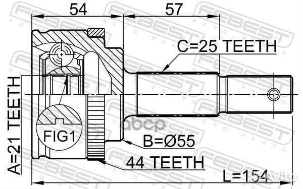 ШРУС наружный 21x55x25 0210-QG15A44 Febest