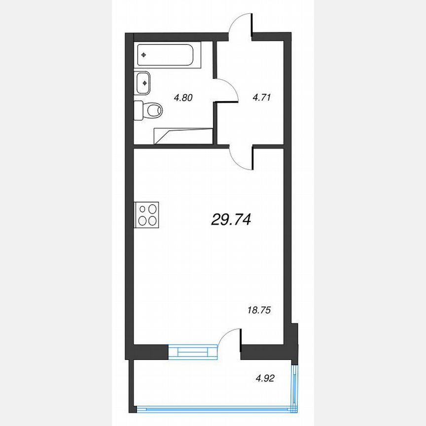 Квартира-студия, 33,2 м², 16/22 эт.