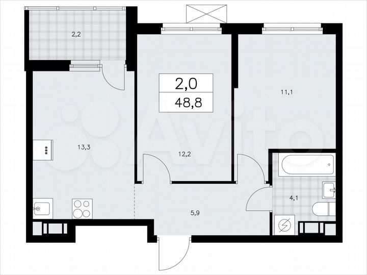 2-к. квартира, 48,8 м², 10/11 эт.