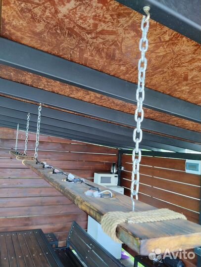 Люстра 5 спотов из дерева в Беседку