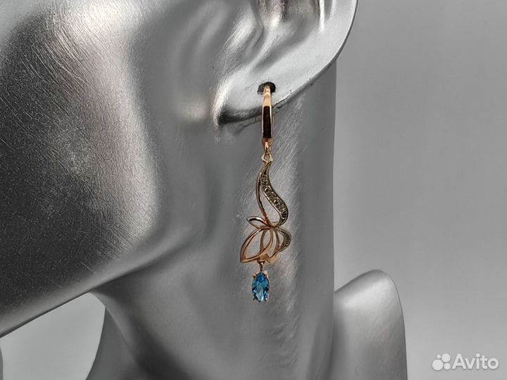 Пара серёг 585 пробы с бриллиантами. Рассрочка