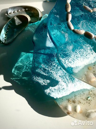 Ваза фруктовница из эпоксидной смолы Мальдивы