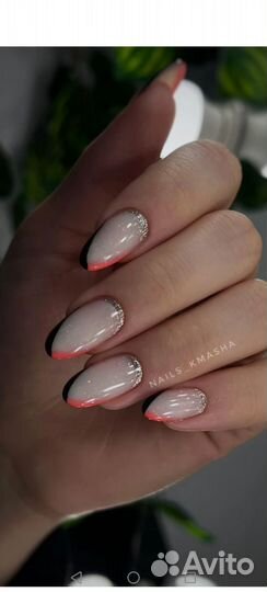 Маникюр с покрытием гель лака, наращивание