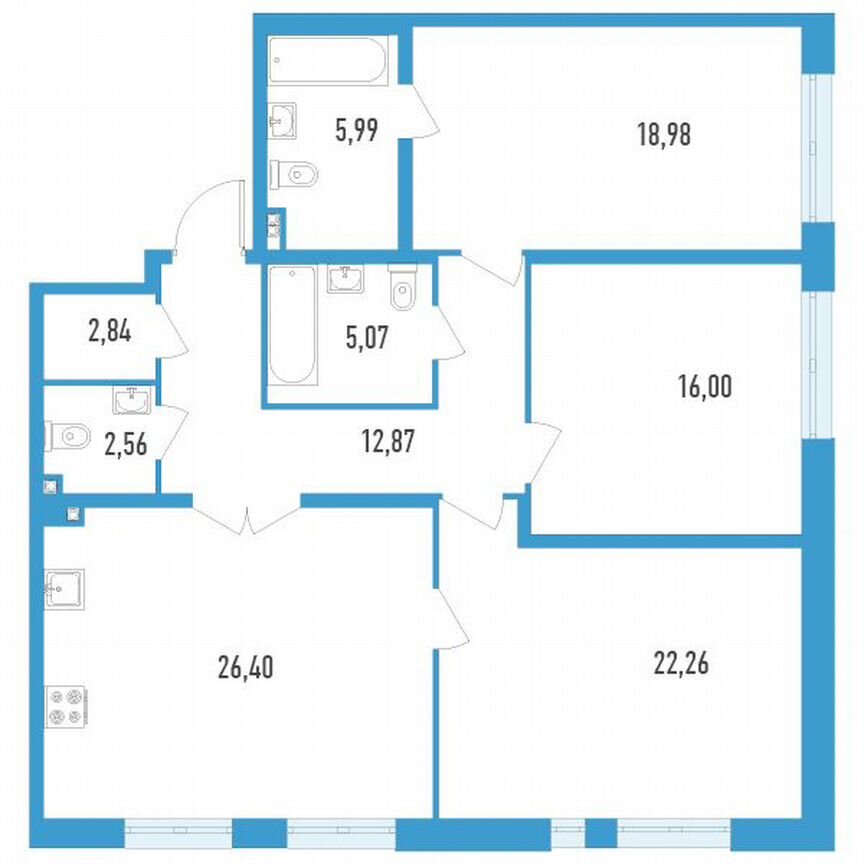 3-к. квартира, 112 м², 4/23 эт.