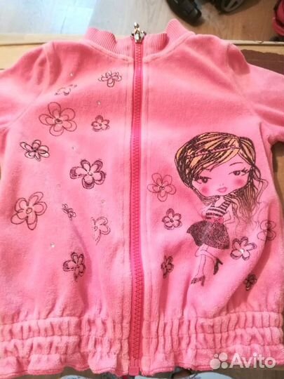 Розовый костюм, флисовые кофта и штаны р. 98