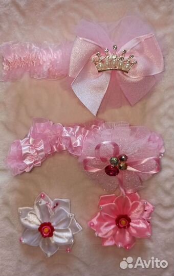 Повязки и брошки для девочек двойняшек пакетом