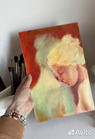 Картина маслом, Ангел -хранитель, 20/30 см