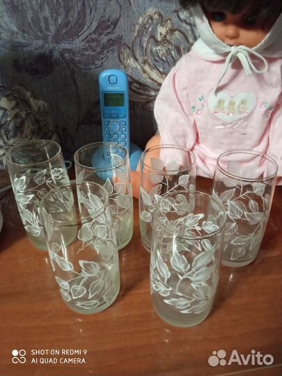 Стаканы 6 штук стекло с эмалью