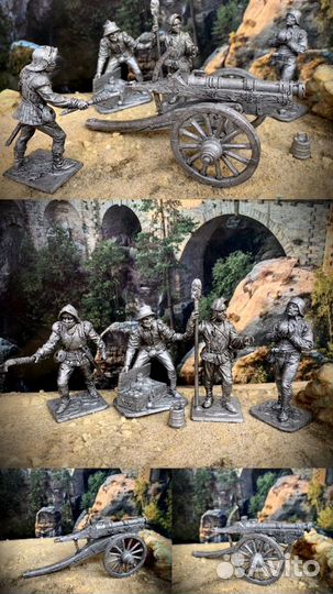 Оловянные солдатики Средневековые пушкари набор