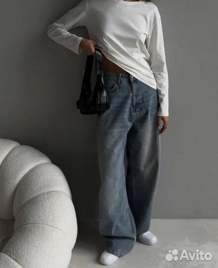 Широкие женские джинсы багги