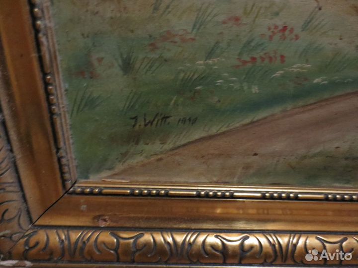 Старая картина на холсте маслом