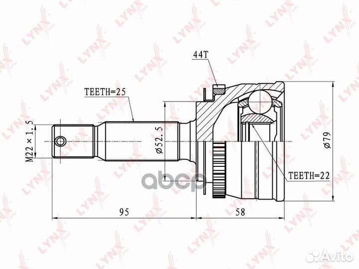 Шрус наружный перед прав/лев CO3601A lynxauto
