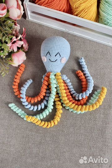 Вязаный Осьминог игрушка ручной работы