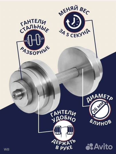 Гантеля разборная 12 кг