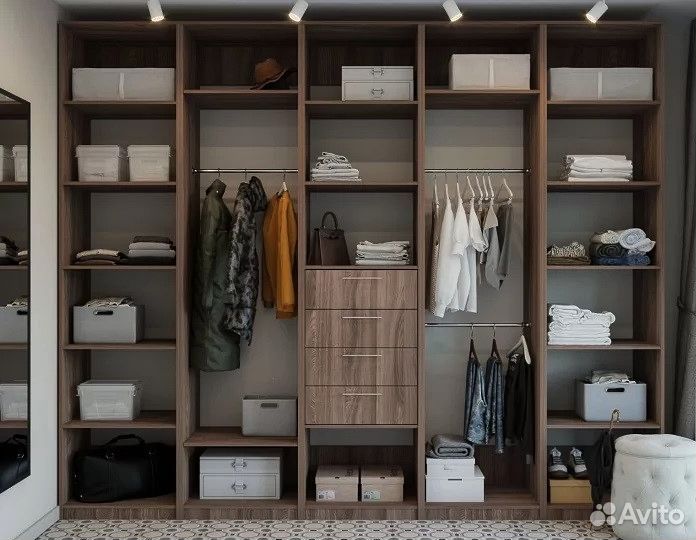 Гардеробная на заказ, производство мебели