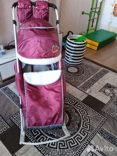 Детские санки коляска с колесами