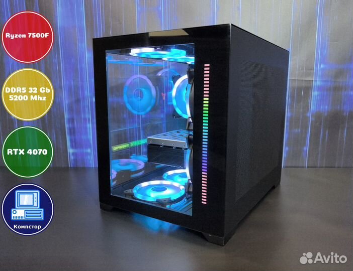 Мощный пк 2024 AMD7500F-RTX4070-32DDR5-RIW2684-B650