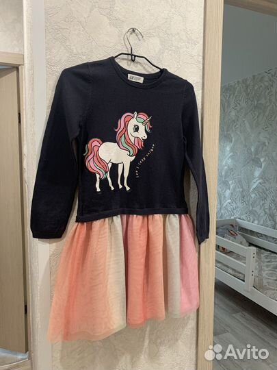 Платье HM для девочки нарядное 140 с единорогом