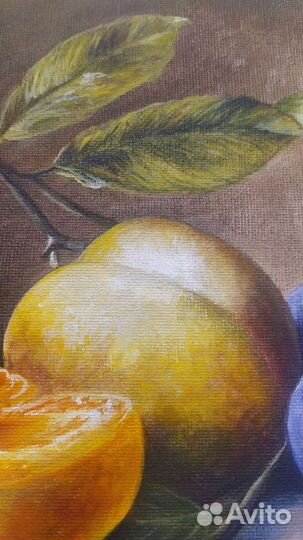 Картина маслом с персиками и сливами 25 на 30