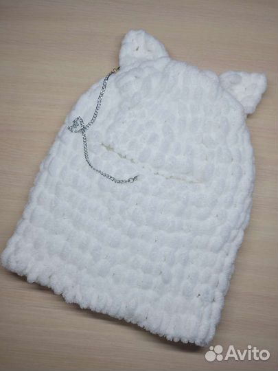 Балаклава из alize puffy белая