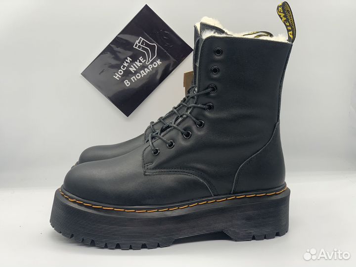 DR. Martens 1460 Jadon Black Platform Белый мех