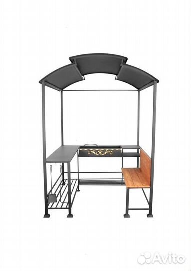 Мангал с крышей / лофт кованый с печью и беседкой