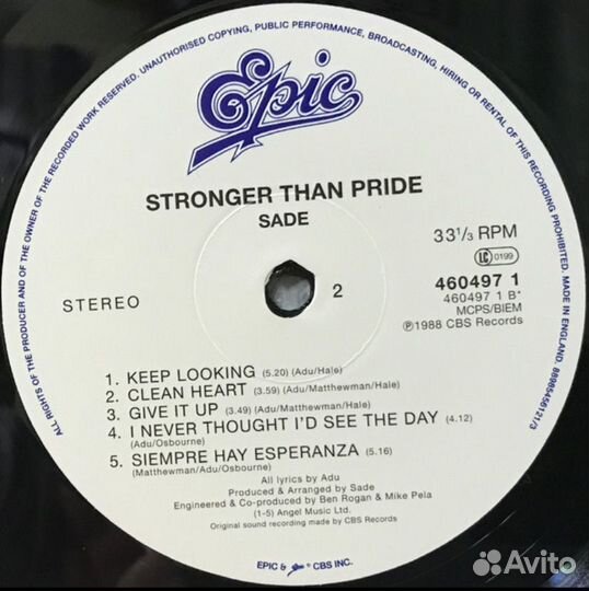 Sade - Stronger Than Pride 1988 (2020) 1LP (NEW)